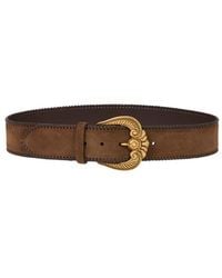 Etro - Suede Belt With Paisley Buckle - Lyst