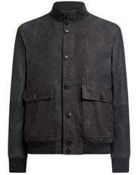 Etro - Suede Bomber Jacket With Arnica Motif - Lyst