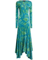 Etro - Long Stretch Jersey Dress With Floral Motif - Lyst