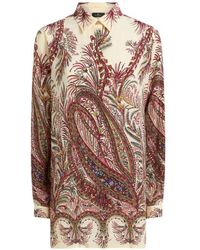 Etro - Silk Shirt With Placed Print - Lyst