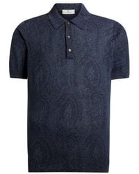 Etro - Cotton-Blend Polo Shirt With Floral Paisley Motif - Lyst