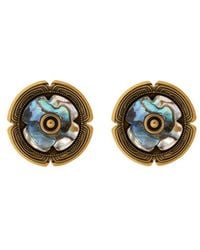 Etro - Golden Earrings With Mother-Of-Pearl Flower - Lyst
