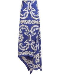 Etro - Asymmetric Skirt With Stencil Floral Print - Lyst