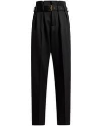 Etro - Wide-Leg Wool Trousers With Belt - Lyst