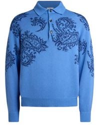 Etro - Pull Polo En Jacquard De Coton Avec Intarsias, Homme, Taille - Lyst