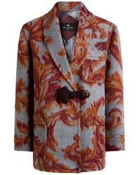 Etro - Mantel Aus Einer Wollmischung Mit Jacquard-Muster, Damen, Größe - Lyst