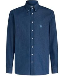 Etro - Denim Shirt With Logo - Lyst