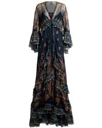 Etro - Robe Longue En Soie À Imprimé Paisley Fleuri Placé, Femme, Taille - Lyst