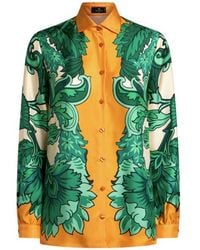 Etro - Hemdbluse Aus Seide Mit Platziertem Floralem Druck, Damen, Größe - Lyst