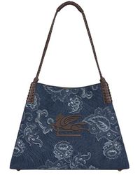 Etro - Shopping-Tasche Libra Mittelgross Aus Denim Mit Jacquardmuster, Damen - Lyst