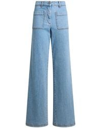 Etro - Flared Stretch Cotton Denim Jeans With Embroidered Logo - Lyst