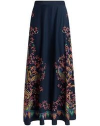 Etro - Silk Maxi Skirt With Placed Floral Paisley Print - Lyst