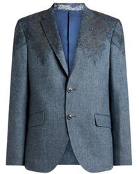 Etro - Single-Breasted Wool-Blend Jacket With Placed Paisley Pochette Print - Lyst