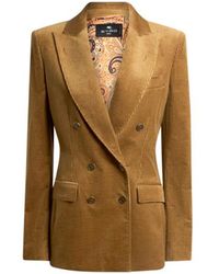 Etro - Double-Breasted Corduroy Velvet Jacket - Lyst