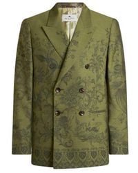 Etro - Double-Breasted Wool Jacquard Jacket With Flora And Fauna Motif - Lyst