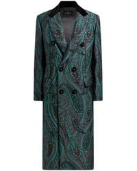 Etro - Double-Breasted Paisley Jacquard Coat - Lyst