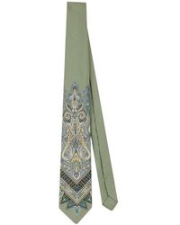 Etro - Silk Tie With Placed Floral Paisley Print - Lyst