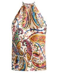 Etro - Silk Top With Halterneck And Floral Paisley Motif - Lyst