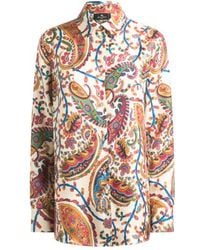 Etro - Silk Twill Shirt With Floral Paisley Motif - Lyst