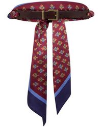 Etro - Leather Belt With Printed Scarf - Lyst