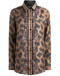 Etro - Silk Twill Shirt With Animal Motif - Lyst