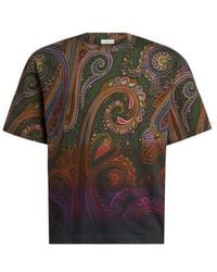 Etro - Cotton Jersey T-Shirt With Degradé Paisley Motif - Lyst
