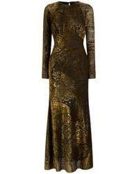 Etro - Long Burnout Velvet Dress With Floral Paisley Motif - Lyst