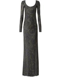 Etro - Chenille Jacquard Long Dress With Paisley Foliage Motif - Lyst