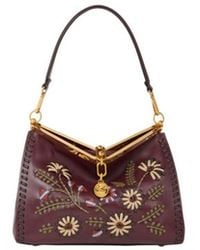 Etro - Medium Leather Vela Bag With Threading And Floral Motif - Lyst