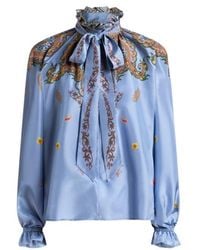 Etro - Silk Blouse With Silk Scarf And Placed Floral Paisley Print - Lyst