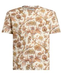 Etro - Cotton Jersey T-Shirt With Floral Paisley Motif - Lyst