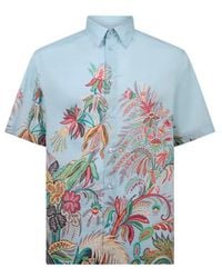 Etro - Cotton Shirt With Placed Floral Print - Lyst
