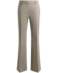Etro - Stretch Wool Bootcut Trousers With Gingham Motif - Lyst