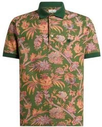 Etro - Cotton Piqué Polo Shirt With Floral Paisley Motif - Lyst