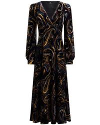 Etro - Robe Midi Portefeuille En Velours Dévoré À Motif Paisley Feuillage, Femme, Taille - Lyst