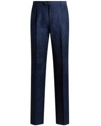 Etro - Cotton-Blend Jacquard Trousers With Placed Floral Paisley Motif - Lyst
