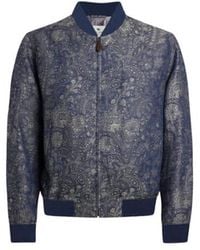 Etro - Jacquard Denim Bomber Jacket With Floral Paisley Motif - Lyst