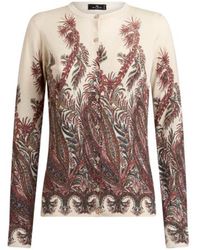 Etro - Cardigan Aus Seide Und Kaschmir Mit Platziertem Print, Damen, Größe - Lyst