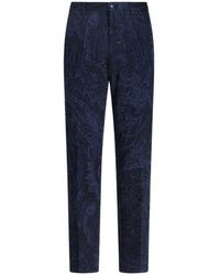 Etro - Paisley Cotton Jacquard Trousers - Lyst