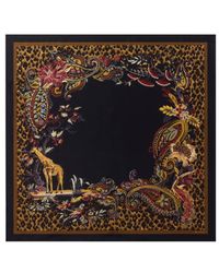 Etro - Silk Twill Scarf With Leopard And Paisley Motif - Lyst