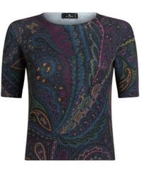 Etro - Top Aus Wolle Und Kaschmir Mit Paisley-Print, Damen, Größe - Lyst