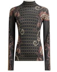 Etro - Silk And Cashmere Turtleneck Sweater With Floral Paisley Motif - Lyst