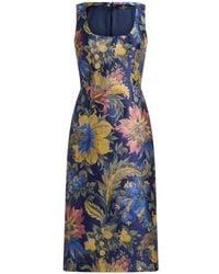 Etro - Cotton-Blend Jacquard Midi Dress With Floral Motif - Lyst