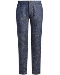 Etro - Regular-Fit Cotton And Linen Jacquard Denim Jeans With Leafy Paisley Motif - Lyst