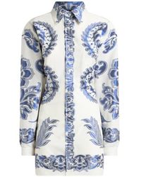 Etro - Chemise À Motif Floral En Jacquard À Fils Coupés Avec Naud Au Dos, Femme, Taille - Lyst