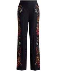 Etro - Silk Trousers With Placed Floral Paisley Print - Lyst