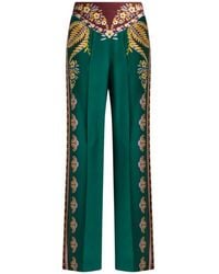 Etro - Floral Silk Palazzo Trousers - Lyst