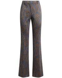 Etro - Fit-And-Flare Cotton-Blend Jacquard Trousers With Paisley Motif - Lyst
