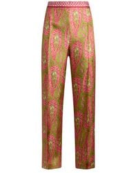 Etro - Bootcut Trousers With Placed Paisley Foliage Print - Lyst