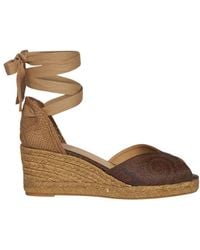 Etro - X Castañer Paisley Wedge Espadrilles With Peep Toe - Lyst